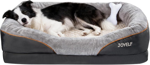 Large Orthopedic Memory Foam Dog Bed with Removable Washable Cover and Complimentary Squeaker Toy