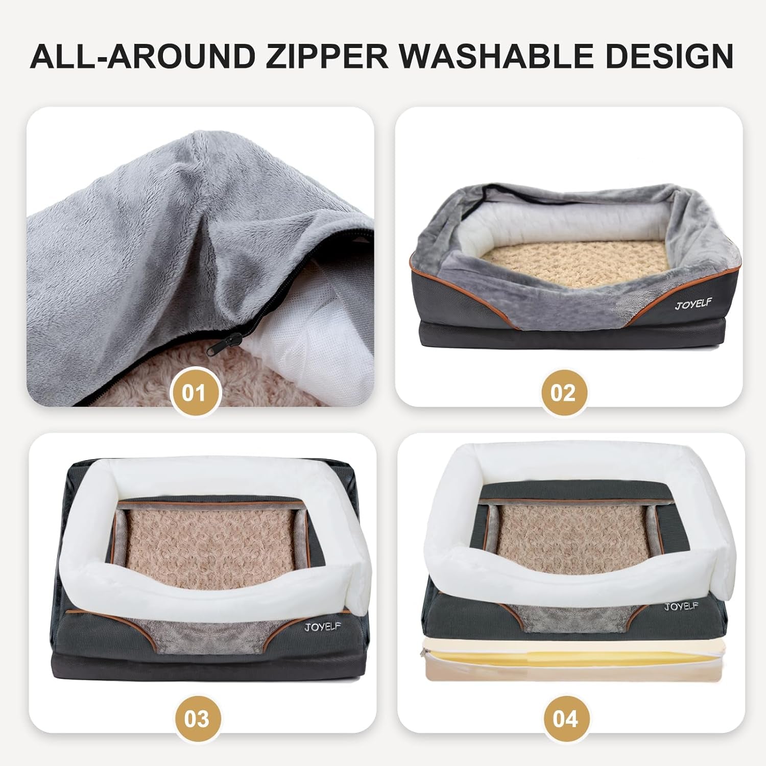 Large Orthopedic Memory Foam Dog Bed with Removable Washable Cover and Complimentary Squeaker Toy