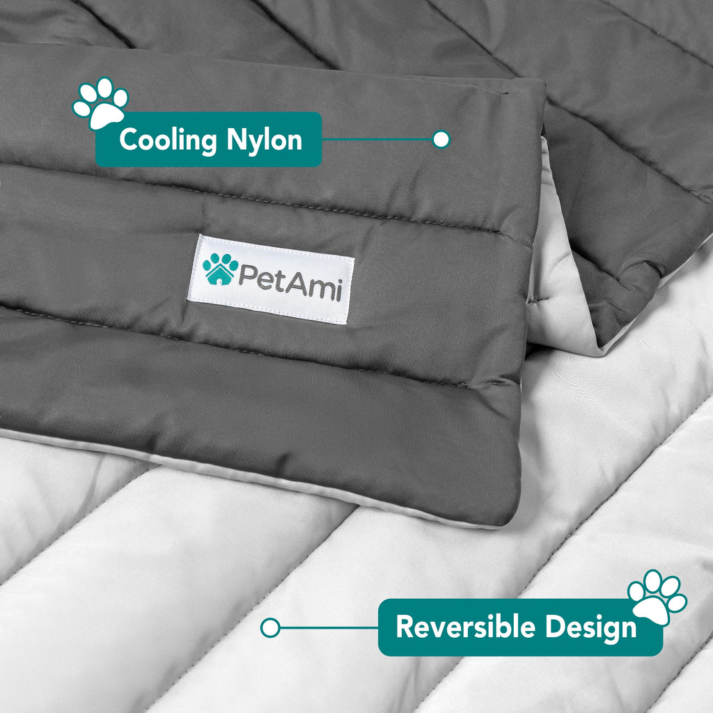Cooling Mat for Dog, Premium Pet Cooling Blanket for Crate Kennel, Indoor Cat Cool Sleeping Pad, Q-MAX Cold Sofa Couch Cover for Summer (Gray/Light Grey, Small (24X32))