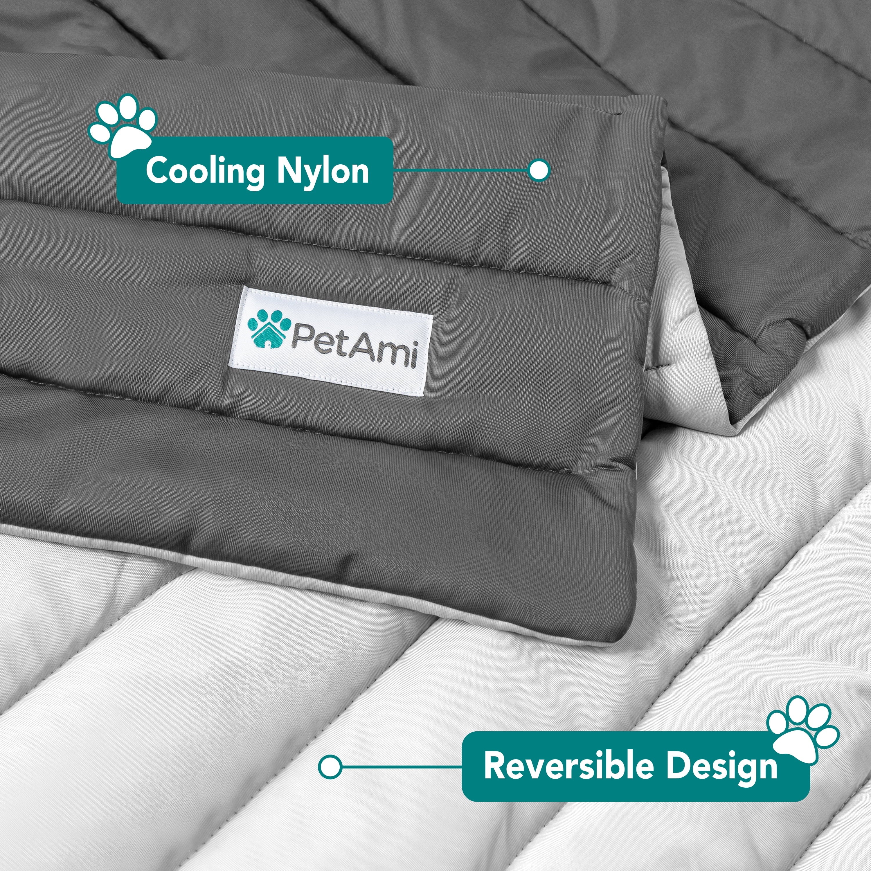 Cooling Mat for Dog, Premium Pet Cooling Blanket for Crate Kennel, Indoor Cat Cool Sleeping Pad, Q-MAX Cold Sofa Couch Cover for Summer (Gray/Light Grey, Small (24X32))