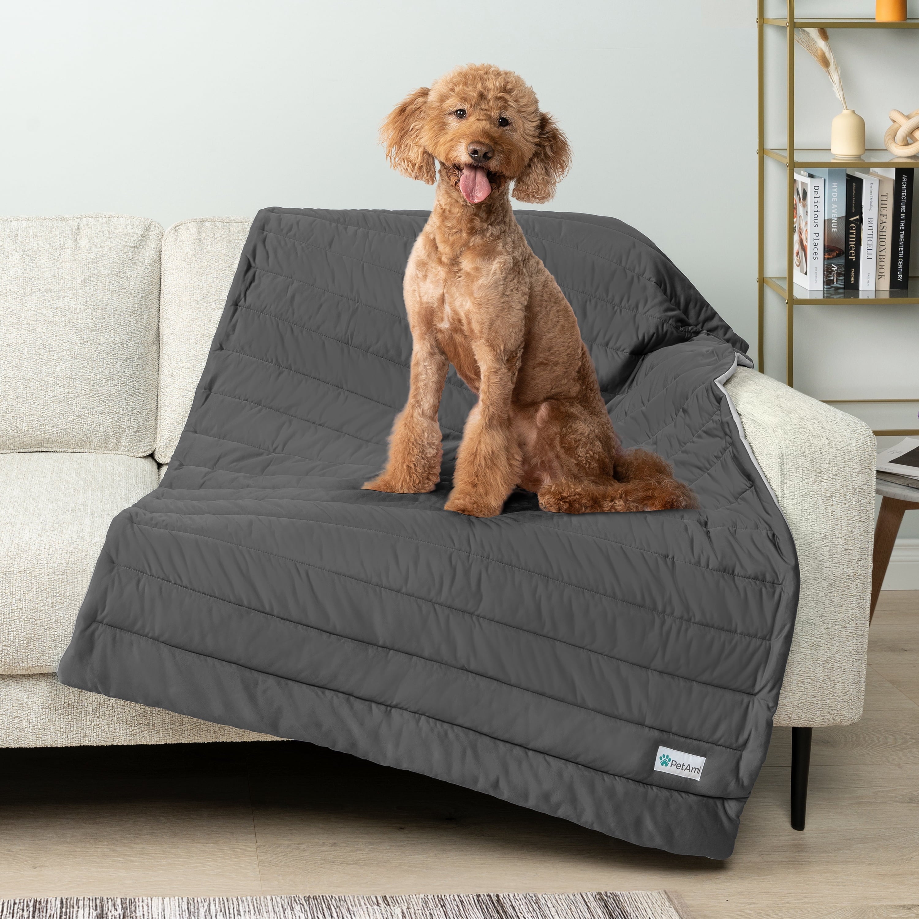 Cooling Mat for Dog, Premium Pet Cooling Blanket for Crate Kennel, Indoor Cat Cool Sleeping Pad, Q-MAX Cold Sofa Couch Cover for Summer (Gray/Light Grey, Small (24X32))