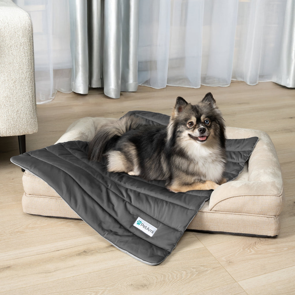 Cooling Mat for Dog, Premium Pet Cooling Blanket for Crate Kennel, Indoor Cat Cool Sleeping Pad, Q-MAX Cold Sofa Couch Cover for Summer (Gray/Light Grey, Small (24X32))