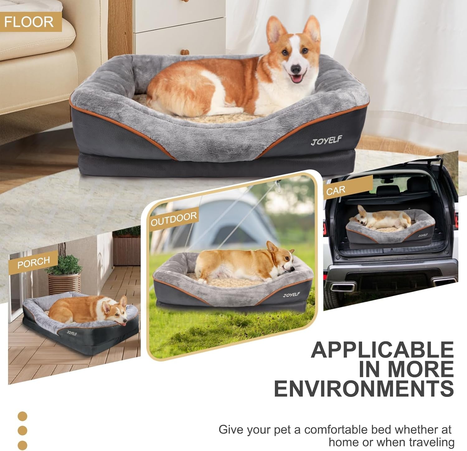 Large Orthopedic Memory Foam Dog Bed with Removable Washable Cover and Complimentary Squeaker Toy